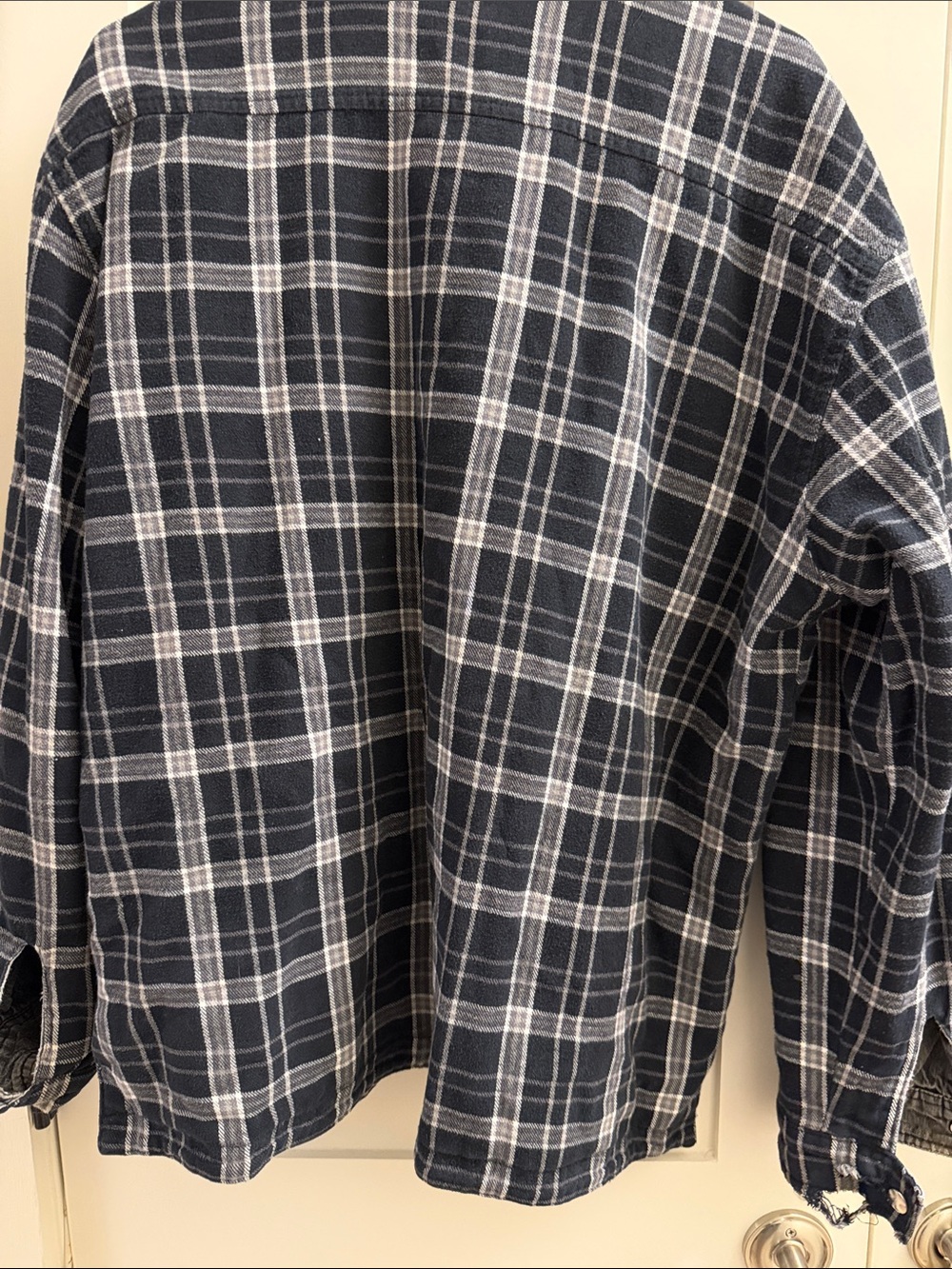 Men's Washed Black Overshirt Jacket with Plaid Lining (REVERSIBLE) - Picture 4 of 4